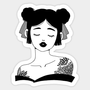 Japanese Geisha Girl Design | Handmade Traditional Themed Illustration | By Atelier Serakara Sticker